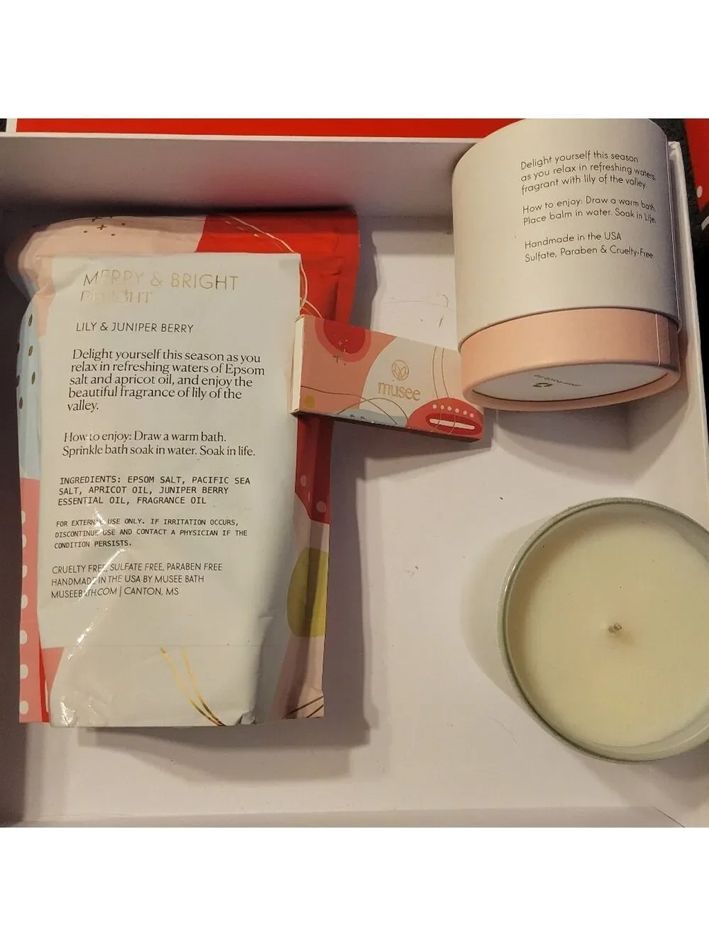 Musee Gift Box with Salt Soak, Bath Balm, Candle And Matches
